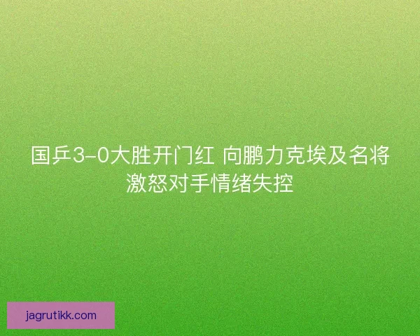 国乒3-0大胜开门红 向鹏力克埃及名将激怒对手情绪失控